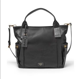 Fossil Emerson Satchel - Black Leather Purse